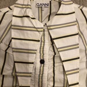 Ganni Black and Yellow Striped Shirt